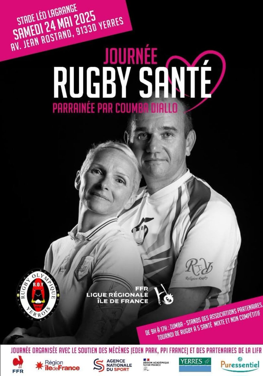 🏉 Le 24 mai à Yerres, c’est la Journée Rugby à 5 Santé !
 🎗 CerHom sera là pour sensibiliser aux cancers masculins : info + prévention + sport
 🗣️ Viens échanger avec nous, sans tabou !
#CerHom #SantéMasculine #RugbySanté #Movember #Prévention
