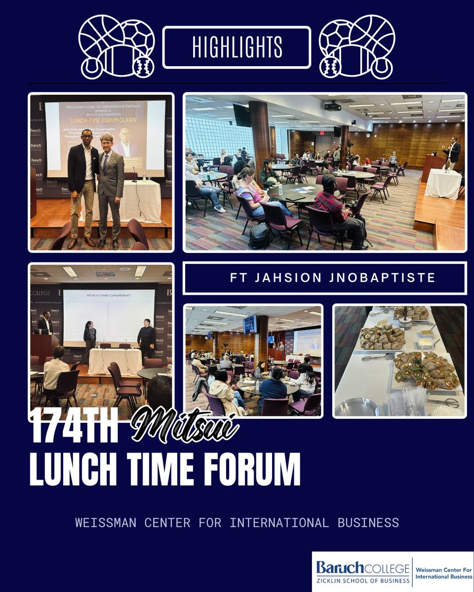 On April 22, the Weissman Center hosted our 174th Mitsui Forum with Jahsion Jnobaptiste, Director of Trade &amp; Compliance at Academy Sports. He shared how global trade + compliance = business growth and strategic edge. 🌍📈💼

#weissmancenter #mitsuievent #baruchcollege