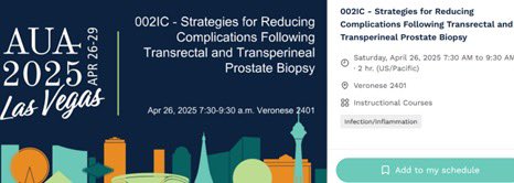 Badar M. Mian, MD (@badarmian1) on Twitter photo 📣 Have you mastered prostate biopsy?
Still time to sign up!
app.swapcard.com/event/2025-ann…
The agenda for a comprehensive review:
-Mechanisms of complications and risk reduction.
-Tips and Tricks.
<a href="/AlbanyMedUro/">Urological Institute@AlbanyMed</a> <a href="/AmerUrological/">Amer. Urol. Assn.</a> <a href="/UroResidency/">UroResidency</a>
#pcsm #ProstateCancer #aua25 📣 Have you mastered prostate biopsy?
Still time to sign up!
app.swapcard.com/event/2025-ann…
The agenda for a comprehensive review:
-Mechanisms of complications and risk reduction.
-Tips and Tricks.
<a href="/AlbanyMedUro/">Urological Institute@AlbanyMed</a> <a href="/AmerUrological/">Amer. Urol. Assn.</a> <a href="/UroResidency/">UroResidency</a>
#pcsm #ProstateCancer #aua25