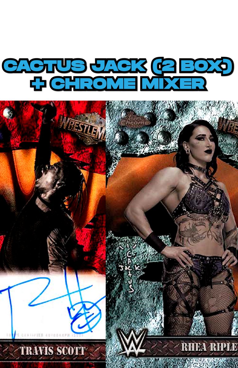 ESNTL_SC's tweet photo. This Saturday.  2x Cactus Jack WWE boxes + 2x Chrome Megaboxes.  3 p.m. est on @Whatnot 🌵 https://t.co/0VGZv1g6zt