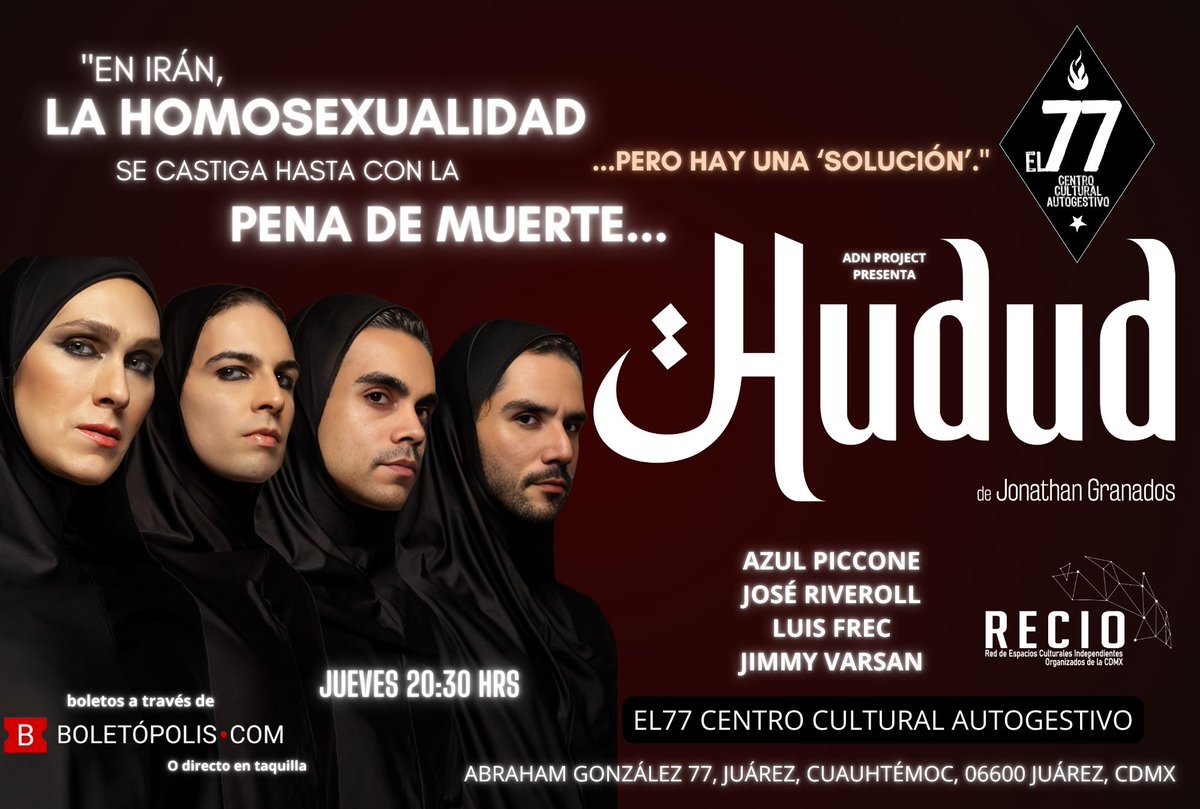 venalteatroMX's tweet image. Tenemos pases dobles para hudud! HOY 8:30pm en el centro cultural autogestivo el 77.

Únicamente:

🌟 Nombre completo 
🌟Like y RT a esta publicación 
🌟Captura de pantalla de que nos sigues en Instagram 👇🏾

instagram.com/venalteatromx?…

Ganadores elegidos al azar, contactados vía DM
