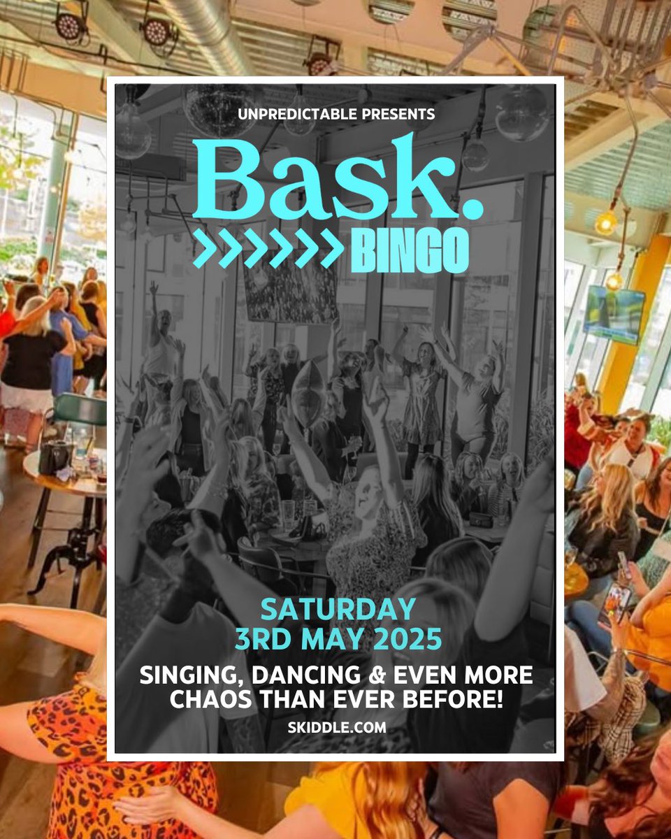 Just over ONE WEEK to go! 🎉🍾🎊

BASK BINGO is BACK — and this time, it’s giving full ABBA fantasy!

➡️ Friday, May 3 | 3PM – 6PM | BASK Stockport

skiddle.com/whats-on/Stock…

#BaskBingo #ABBABingo #BingoWithABeat #DancingQueenVibes #ChaoticGoodTimes #StockportEvents #Glitter