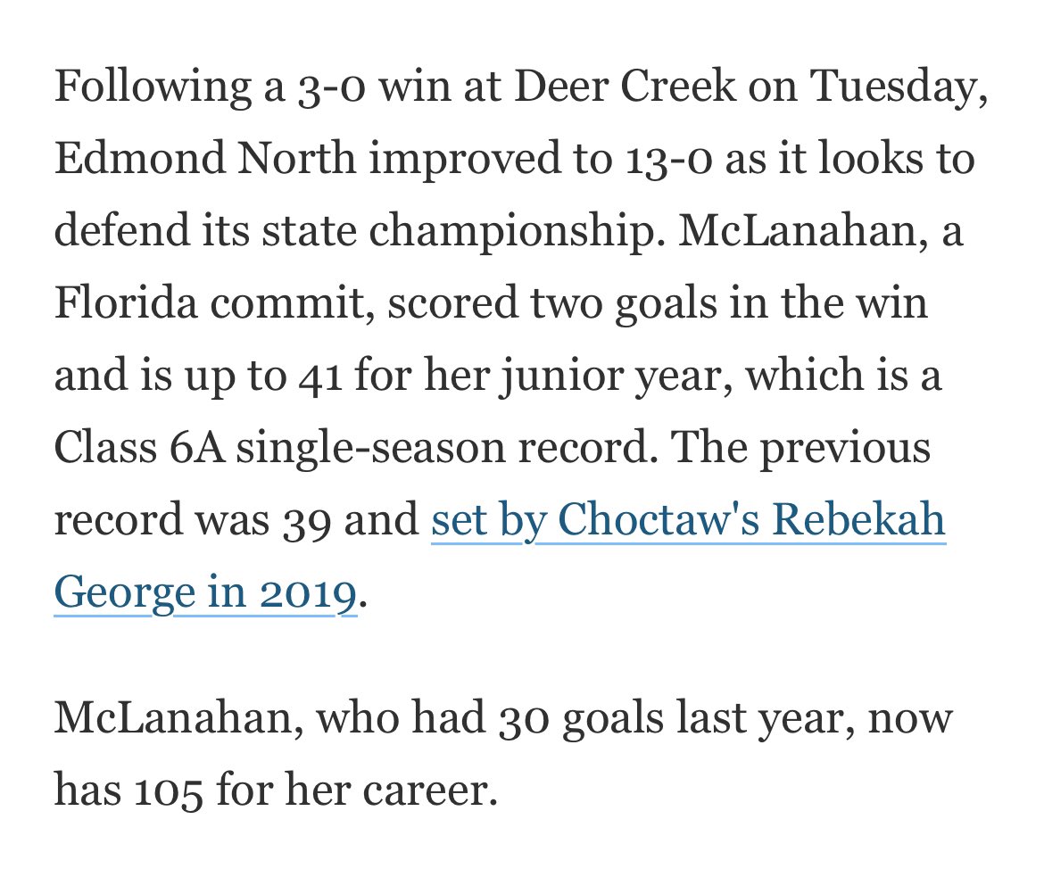 Rylee McLanahan (@ryleemclanahan) on Twitter photo Thank you <a href="/TheOklahoman_/">The Oklahoman</a> for the article and recognition!! This wouldn’t be possible without my amazing teammates and this amazing program ❤️❤️❤️❤️
<a href="/north_edmond/">Edmond North Athletics</a> <a href="/TopDrawerSoccer/">TopDrawerSoccer</a> Thank you <a href="/TheOklahoman_/">The Oklahoman</a> for the article and recognition!! This wouldn’t be possible without my amazing teammates and this amazing program ❤️❤️❤️❤️
<a href="/north_edmond/">Edmond North Athletics</a> <a href="/TopDrawerSoccer/">TopDrawerSoccer</a>