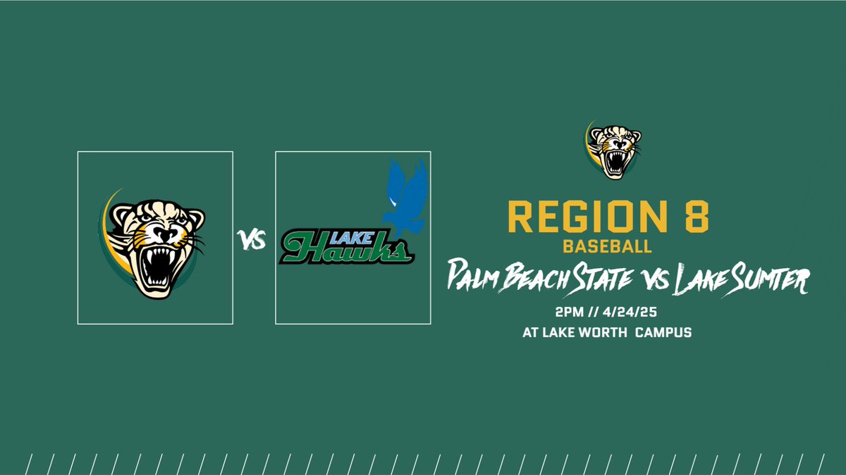 Baseball starts their last conference series today.

🆚 Lake Sumter
⏰ 2:00 PM
📍 Lake Worth Campus
📈 Follow along on GameChanger app