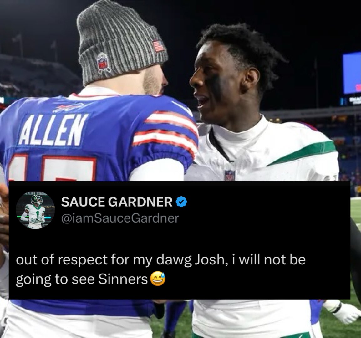 🚨TRENDING: Sauce Gardner says he is not watching the movie ‘Sinners’ out of respect for Josh Allen, whose fiancé Hailee Steinfeld is in s*xually explicit scenes.

…