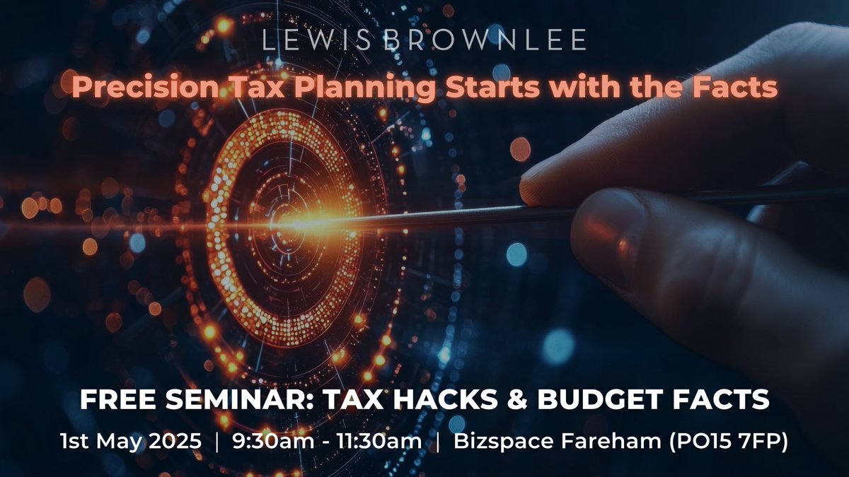 LewisBrownlee's tweet image. 📊 Budget facts = better tax planning.

Join us in Whiteley on 1st May for a free seminar with real insights.

🔗 Reserve your free spot : zurl.co/1dksJ 

#SpringBudget #SMEstrategy