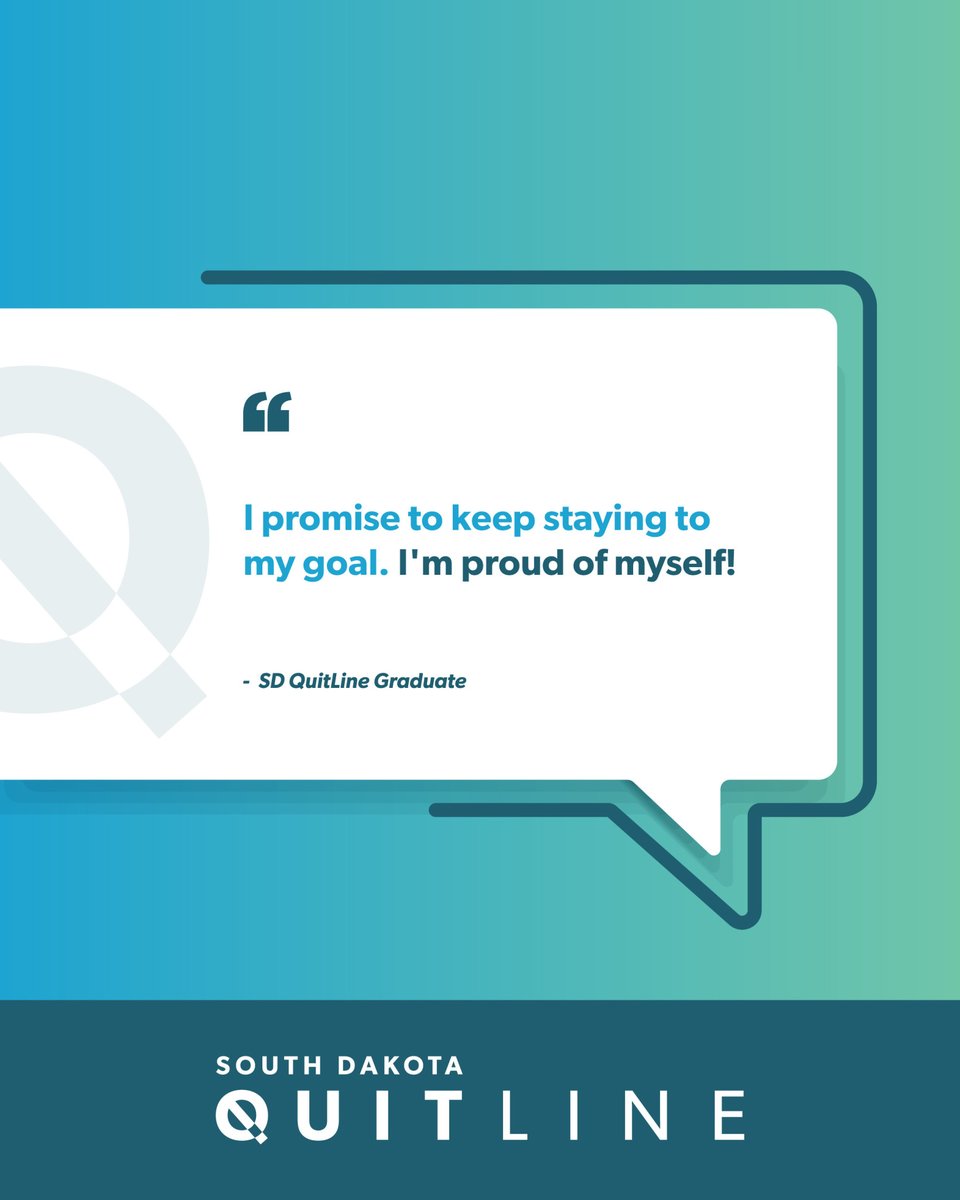 SDQuitLine's tweet image. You can quit with the South Dakota QuitLine&apos;s help. Fill yourself with pride, like this program graduate. Learn more at SDQuitLine.com.