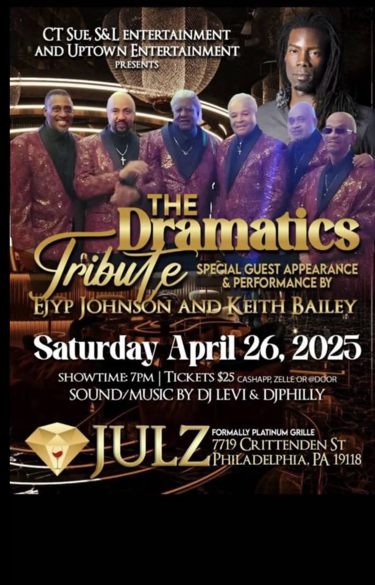 EjypJohnson's tweet photo. #mustseeshow  #philly Ejyp Johnson the Barry White Experience and the legendary Dramatics 
#ejyp #ejypjohnson #barrywhite #dramatics https://t.co/MpNg5YeOf4