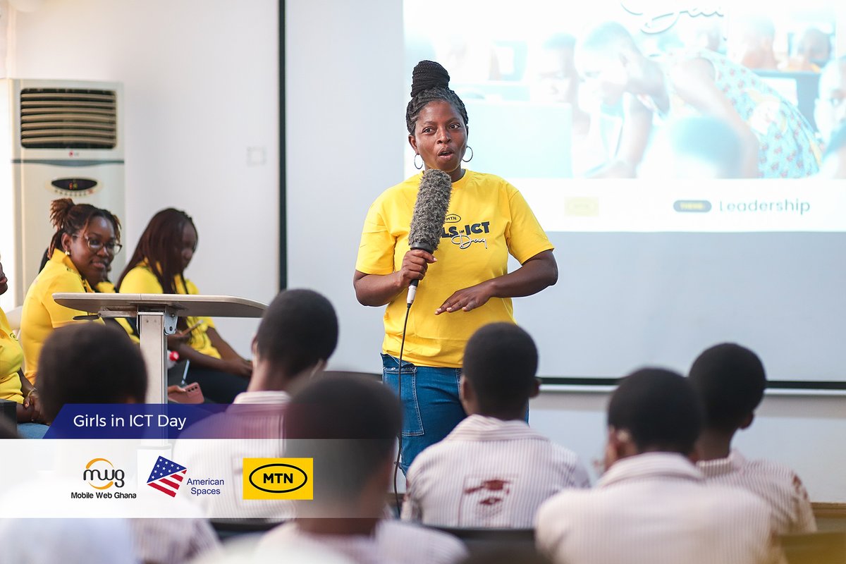MobileWebGhana's tweet photo. It’s #girlsinict day!
Girls are curious, bold &amp; full of potential—when given the chance, they lead.
Last year with @MTNGhana , we introduced young girls to tech &amp; they amazed us.

#mobilewebghana #techforgirls #stemgh #digitalinclusion #futureisfemale https://t.co/FgnHPGIcLk