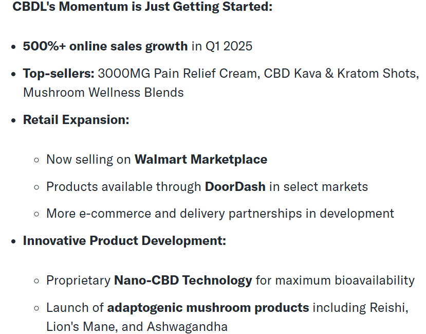 CrusaderStocks's tweet photo. $CBDL Products available thru @DoorDash - Over 500% in online sales growth https://t.co/5fmDFNTK5A 
@CBDL_StockOTC @MrSamuelPowers #CBDStocks https://t.co/TcAx3YkHKw