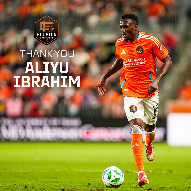 HoustonDynamo's tweet photo. We have traded Aliyu Ibrahim to the @ColumbusCrew for $450,000 in a cash for player trade.

Thank you, Aliyu and good luck in Columbus!