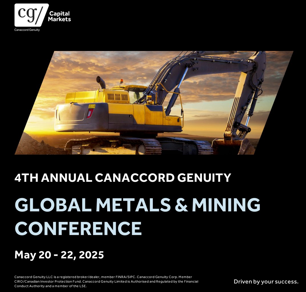 DakotaGoldCorp's tweet photo. #DakotaGold #NYSEA$DC is excited to be participating in @CG_Driven Canaccord Genuity's 4th Annual Global Metals and Mining Conference, hosted in Henderson, Nevada on May 20-22, 2025.

To attend, please contact your CG representative.

#CGDriven #DrivenByYourSuccess https://t.co/xXwt28wsh2