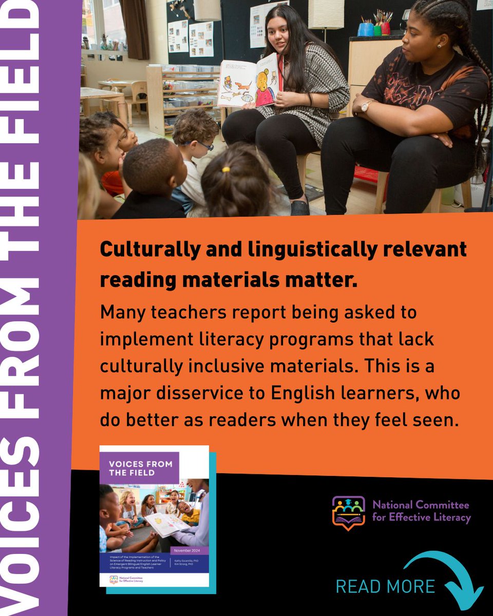 Culturally &amp; linguistically relevant reading materials matter. 

When #EnglishLearners see themselves in what they read, they thrive. A new report shows that, across the country, mandated literacy programs lack culturally inclusive materials. 

Learn more: buff.ly/kZcGlmf