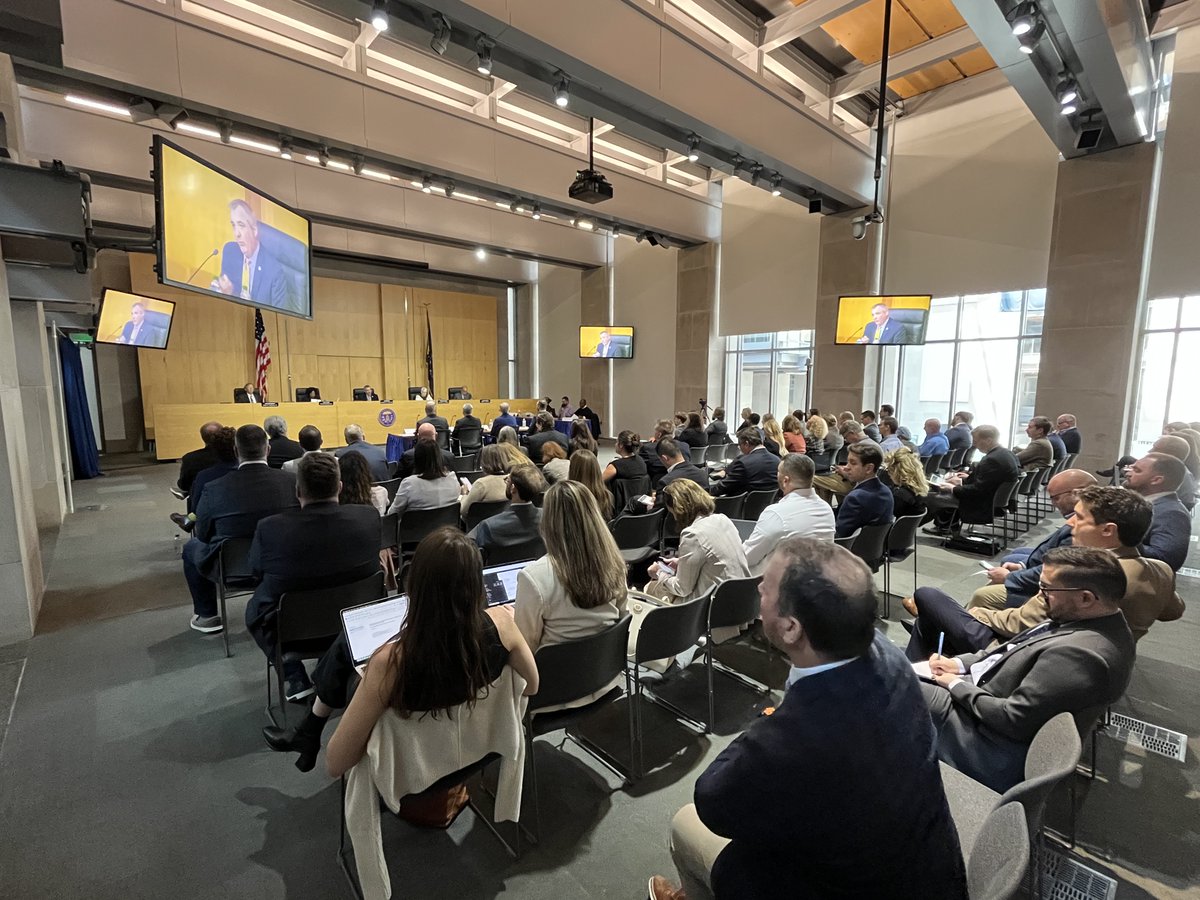 PA_PUC's tweet image. There’s a full house in PUC Hearing Room 1 for today in-depth discussion about the impact of data center growth on the electric grid and how Pennsylvania can be a leader on this key topic. More info: ow.ly/gIeF50VHiek #DataCenters #EnergyPlanning #GridReliability