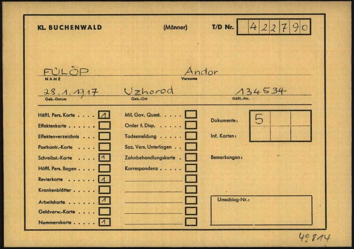 Rapba's tweet image. Today is Yom HaShoah – #Holocaust Remembrance Day.

Attached are two images that carry the weight of our family’s history:

-My Zaide’s prisoner card from Buchenwald, where he was sent after surviving Auschwitz.
-My Bubby’s transport record to the Terezín Ghetto, her stop before…