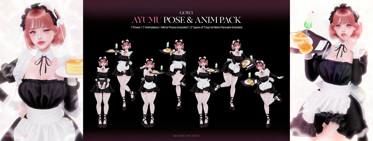 SLCherryPudding's tweet photo. ☘ GOYO. Ayumu Pack

- 7 Posesㅣ7 Animations
- Mirror Poses Included
- 3 Types of Trays &amp; Neko Pancake Included

I hope you like it !!!
See you at Anthology ! ₍ᐢ..ᐢ₎♡ https://t.co/WBBJwDmh6o