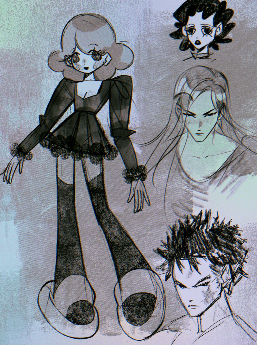 Doodled some random stuff to take a break from 3D. Pretty sure I need to switch between 3D works and 2D illustrations ‘cause my ADHD brain just short-circuits if I stick to one thing for too long 💀