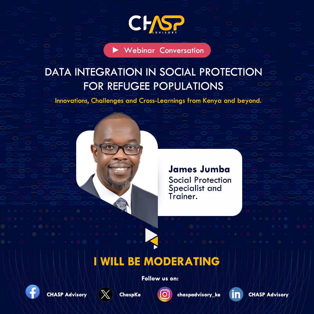 Pleased to have <a href="/JamesJumba/">James Jumba</a> moderate this Friday’s webinar on Data Integration in Social Protection for Refugee Populations. With experience in championing social insurance &amp; social protection, volunteering, &amp; advocacy, he brings a thoughtful and informed presence to the role. 👇