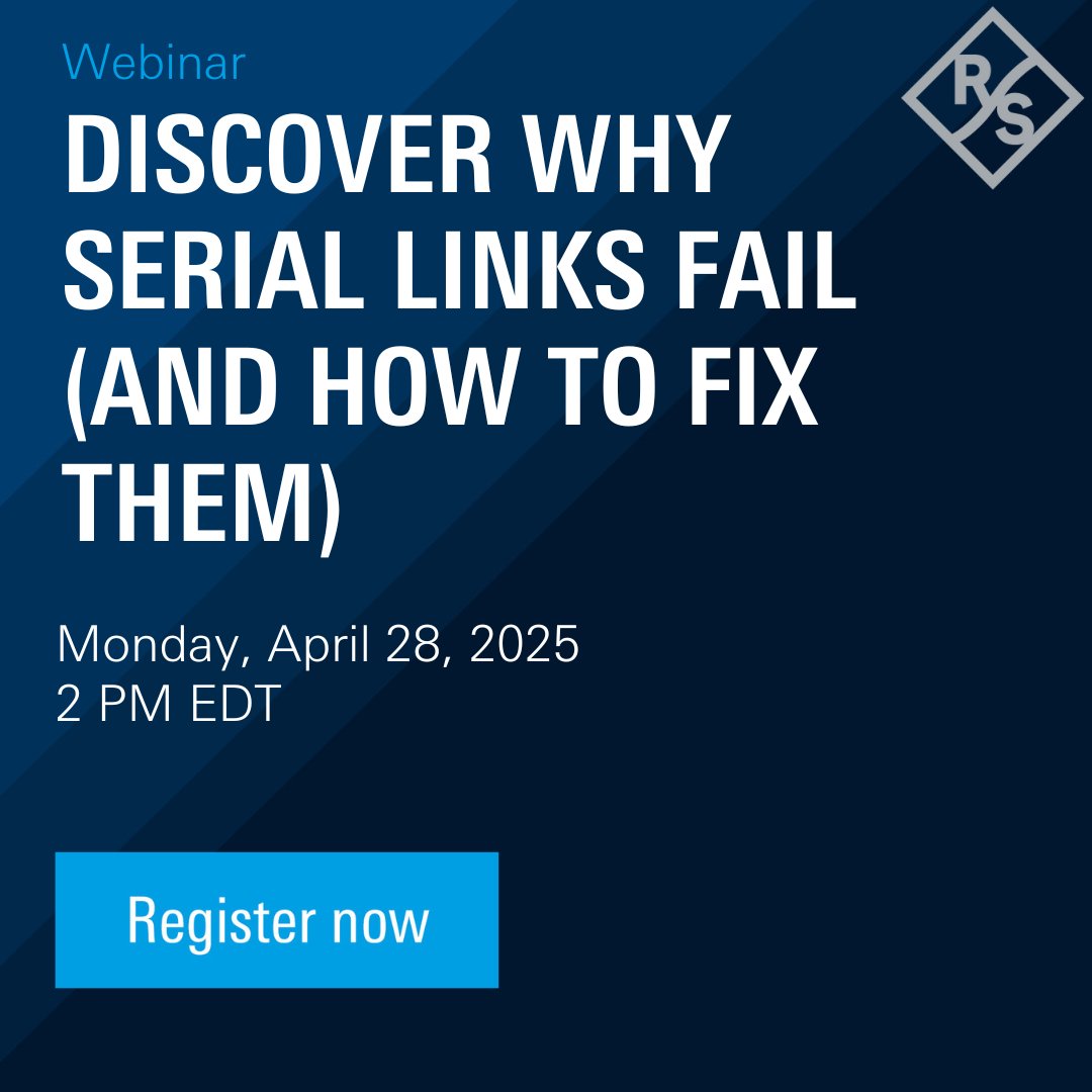 Exclusive webinar alert! Join signal integrity pioneer Donald Telian for "The Top 3 Reasons Serial Links Fail – And How to Fix Them," hosted by Rohde &amp; Schwarz.

Register now: event.on24.com/wcc/r/4912506/…