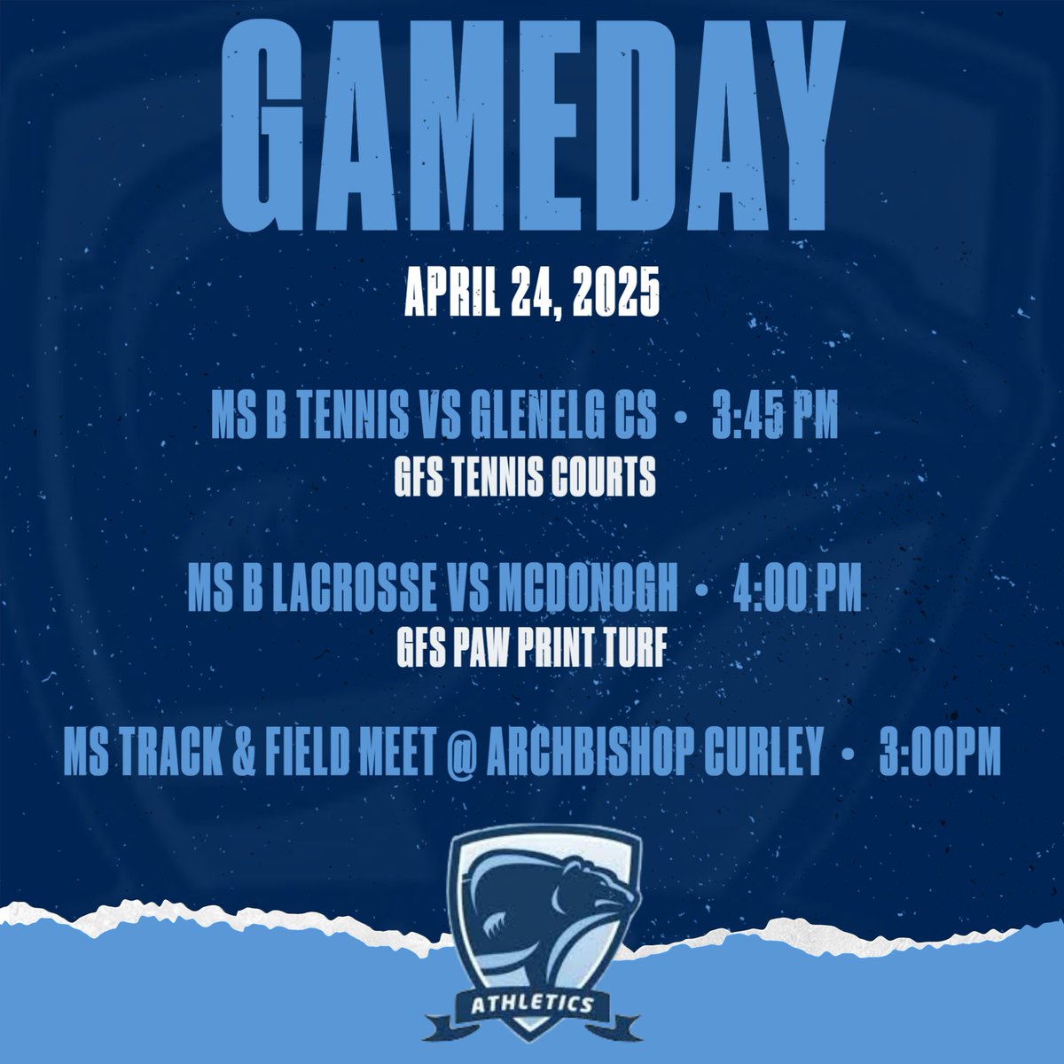 Good luck to our Middle School teams today!  #GOGRIZZLIES