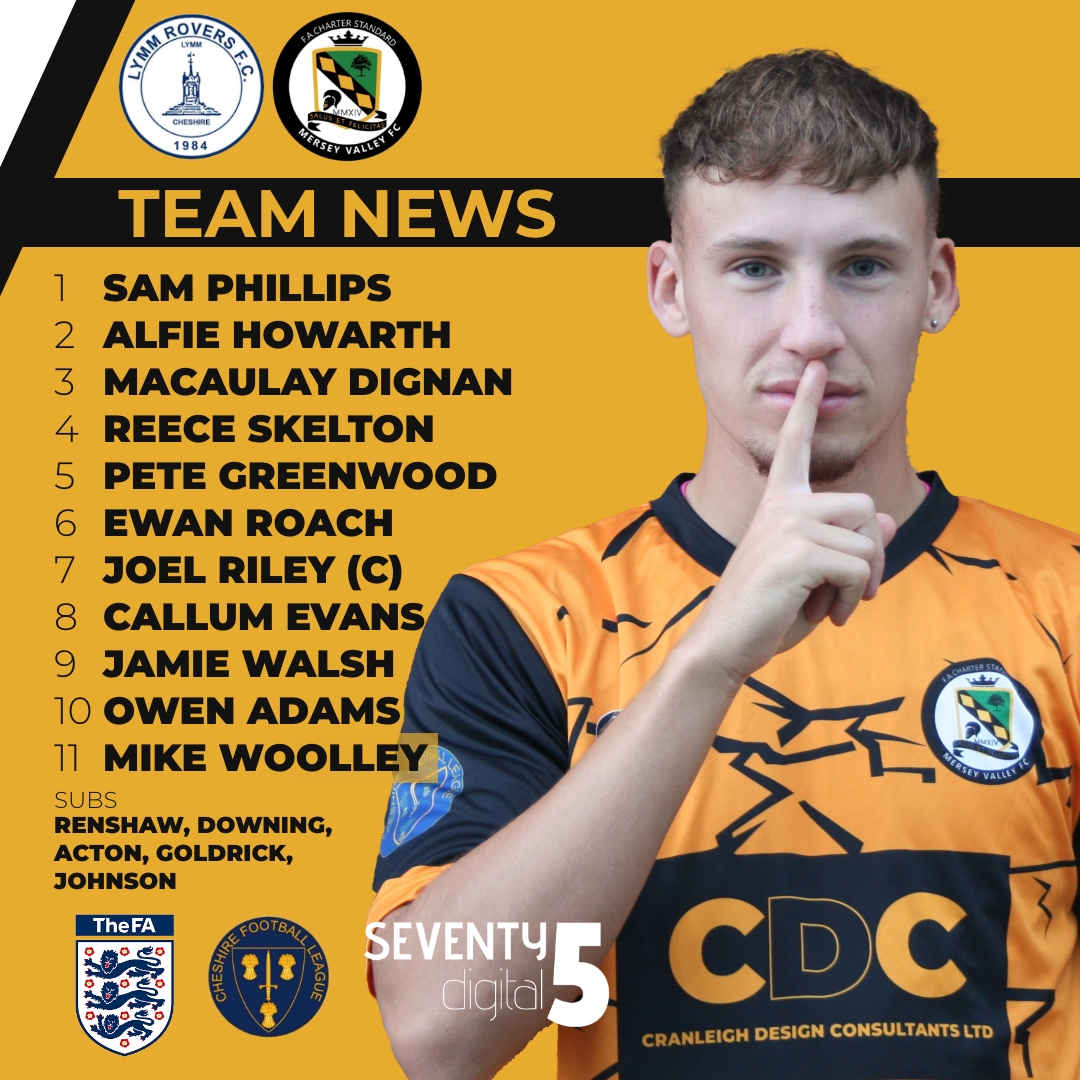 TEAM NEWS

Lymm Rovers v Mersey Valley

Just one change from the win over Hartford, Jamie Walsh replaces the injured Dylan Fraine. Goldrick and Johnson return to the bench.

Kick off in 15 minutes! 

#AmberArmy 🟠⚫⚽