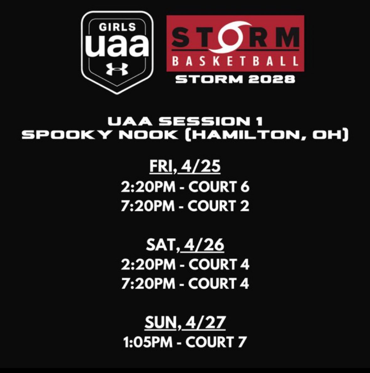 Here’s our schedule for this weekend!