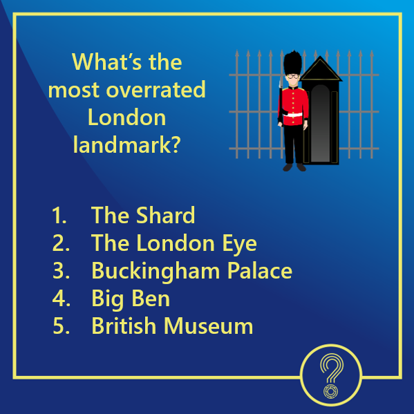 Are You a Guestimator? (@guestimators) on Twitter photo What's the most overrated landmark in London?
We asked the British public for this week's quiz - and dissected it with the brilliant <a href="/AlisonSpittle/">Alison Spittle</a> and <a href="/poppyhillstead/">Poppy Hillstead</a>.
Did you guess the most common answer?
🎙️ Podcast: buff.ly/41WpO4z What's the most overrated landmark in London?
We asked the British public for this week's quiz - and dissected it with the brilliant <a href="/AlisonSpittle/">Alison Spittle</a> and <a href="/poppyhillstead/">Poppy Hillstead</a>.
Did you guess the most common answer?
🎙️ Podcast: buff.ly/41WpO4z