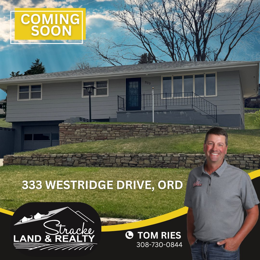 ⏳Coming Soon⏳
🌟This 3 Bed | 2.5 Bath | 1,392 sq.ft. home will be on the market very soon!  Be looking for updates!!🌟
Contact Listing Agent
Tom Ries, Realtor - Stracke Realty,LLC
📱308-730-0844
📌strackerealty.com/listings/new-l…
#ComingSoon #StrackeLandandRealty #OrdNebraska