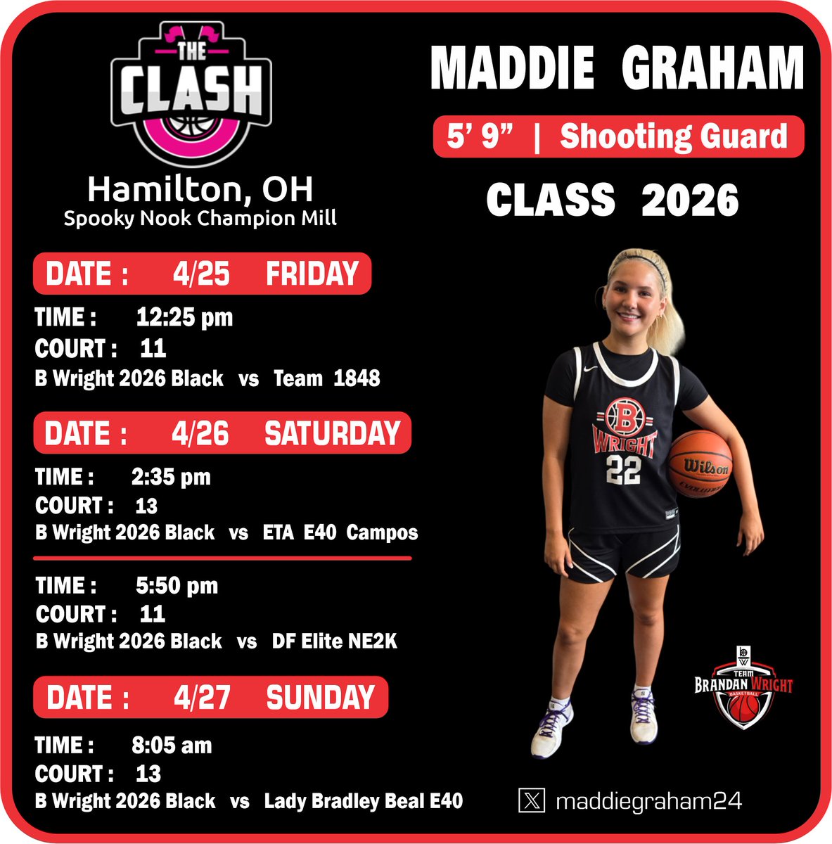 Maddie Graham (@maddiegraham24) on Twitter photo Big opportunity this weekend to play in front of many college coaches, excited for the challenge.
<a href="/TBWexposure/">Team Brandan Wright</a> <a href="/Sw33t_CaRaM3L/">Coach.T</a> <a href="/PGHTennessee/">Prep Girls Hoops Tennessee</a> <a href="/tonymcleod/">Tony McLeod</a> <a href="/frhsgirlsbball/">Father Ryan Girls Basketball</a> Big opportunity this weekend to play in front of many college coaches, excited for the challenge.
<a href="/TBWexposure/">Team Brandan Wright</a> <a href="/Sw33t_CaRaM3L/">Coach.T</a> <a href="/PGHTennessee/">Prep Girls Hoops Tennessee</a> <a href="/tonymcleod/">Tony McLeod</a> <a href="/frhsgirlsbball/">Father Ryan Girls Basketball</a>