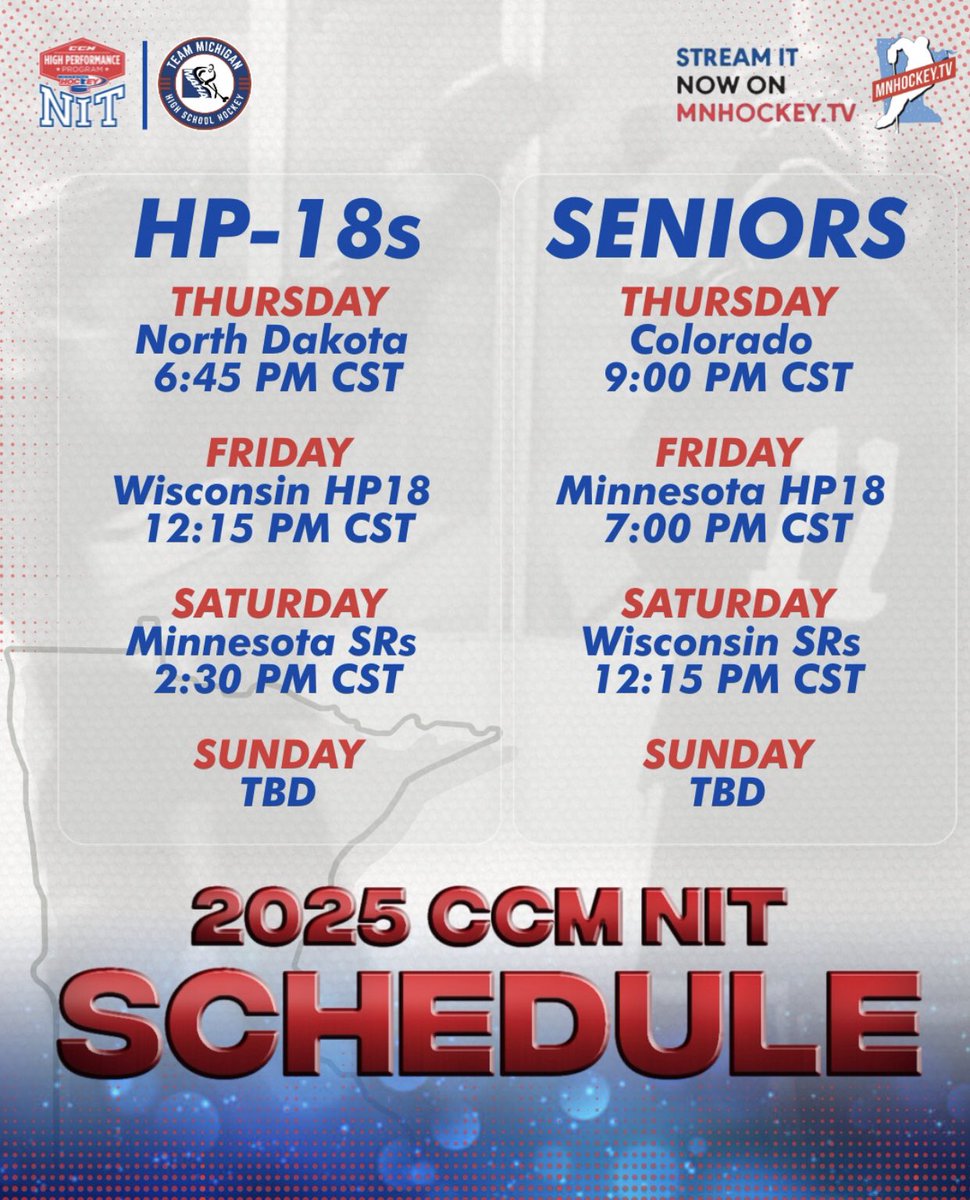 Tune into the CCM NIT in Minnesota to watch Junior Goalie, Shaun Story (HP18s), Junior Defenseman, Toby Perrault (HP18s), and Coach Ford (Seniors) as they take on the Juniors/Seniors from North Dakota, Wisconsin, Colorado, and Minnesota. <a href="/jfordnetvantage/">Joe Ford</a>