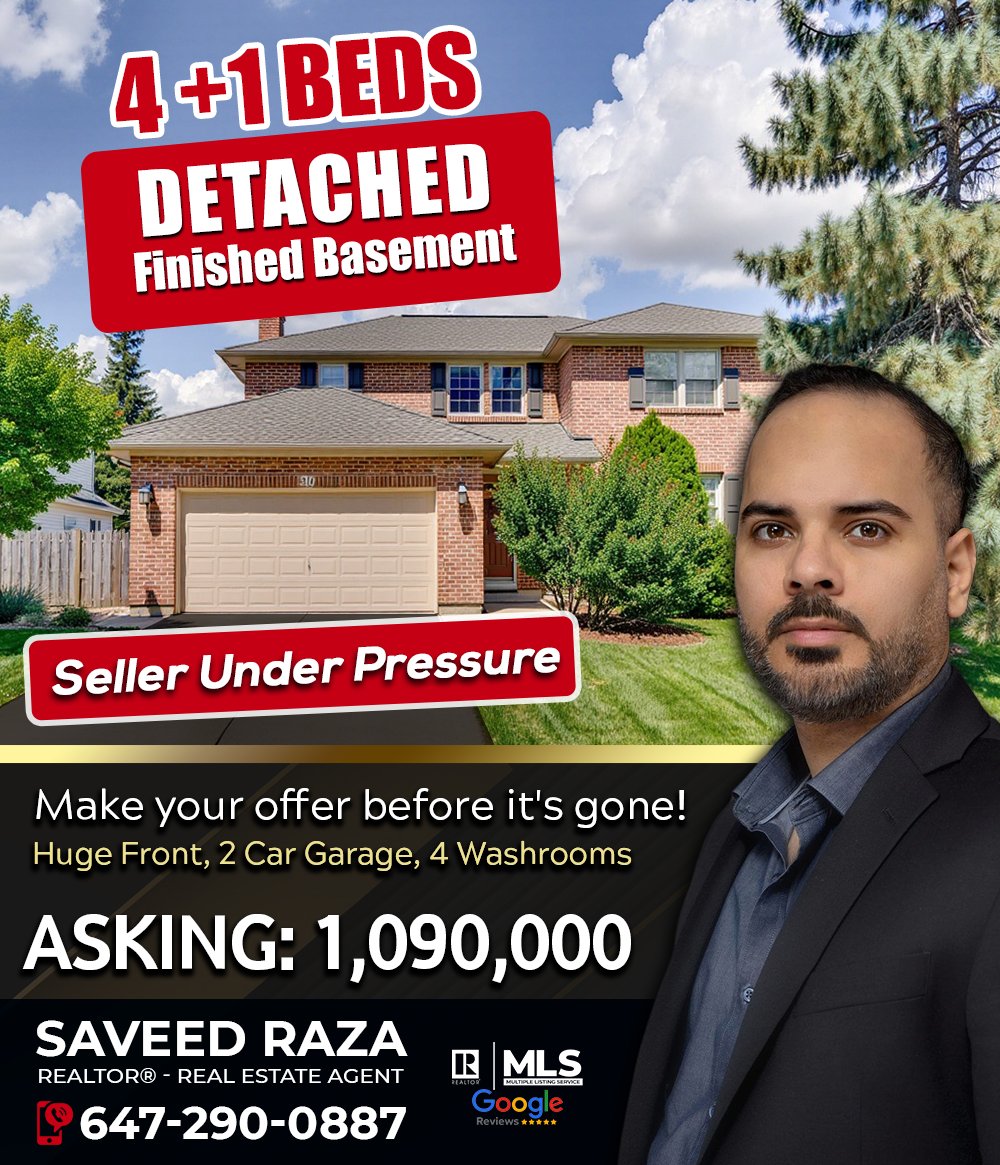 saveed's tweet image. 🔥 STEAL of a DEAL in the GTA! 🔥
4+1 Beds | Detached | Finished Basement | 4 Washrooms | 2-Car Garage
📍 Seller Under Pressure = YOUR Opportunity!
