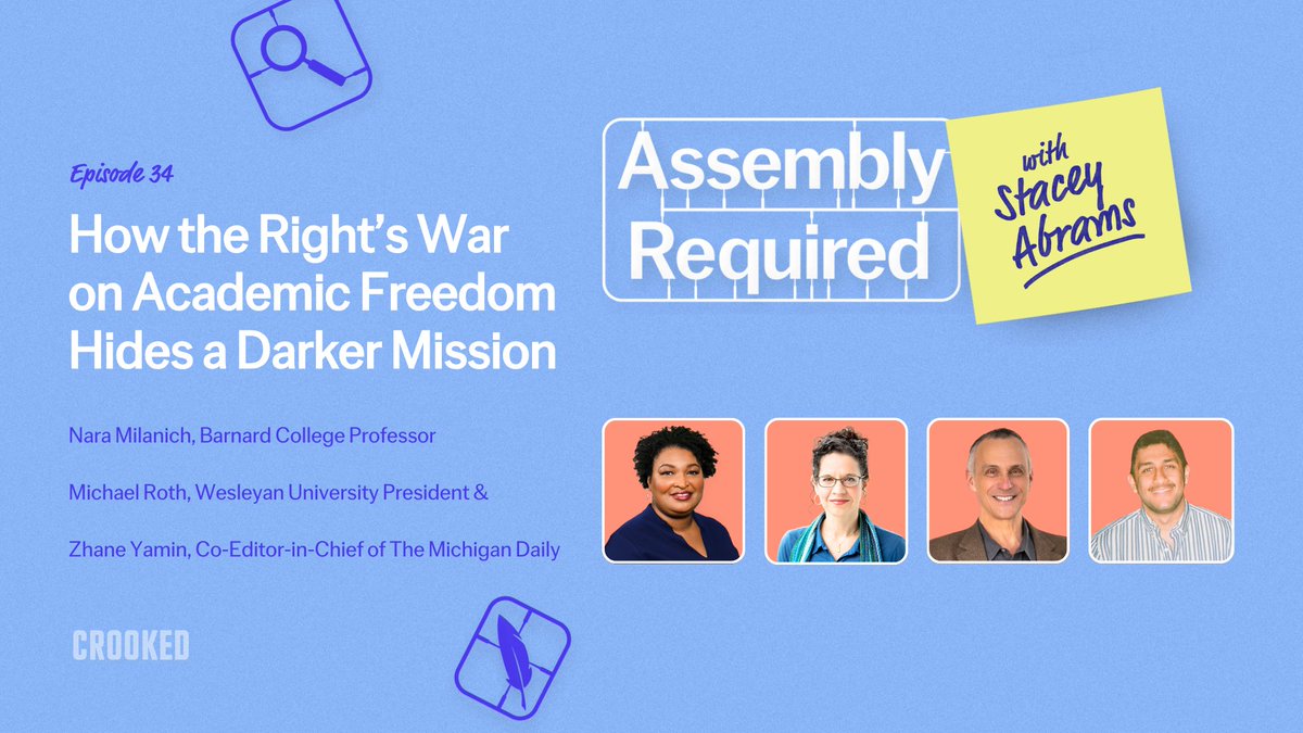 CrookedMedia's tweet image. Tune into a new episode of Assembly Required for a conversation about the right-wing war on higher education.
Listen to Assembly Required with Stacey Abrams wherever you get your podcasts: Go.Crooked.com/Stacey