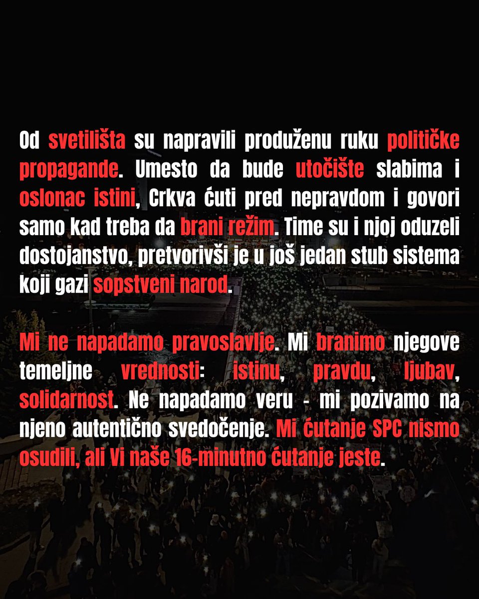 SAOPŠTENJE POVODOM IZJAVE PARTIJARHA PORFIRIJA

#studenti #niš #NisteDostojni