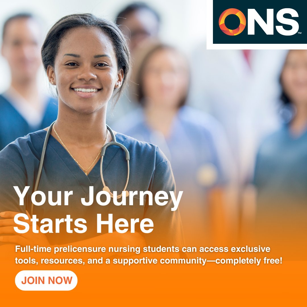 Did you know full-time nursing students in a prelicensure program can join ONS for FREE? Get access to up-to-date educational resources, tools, and support for future oncology nurses like YOU! Learn more: bit.ly/3EFEEW1     #ONS50