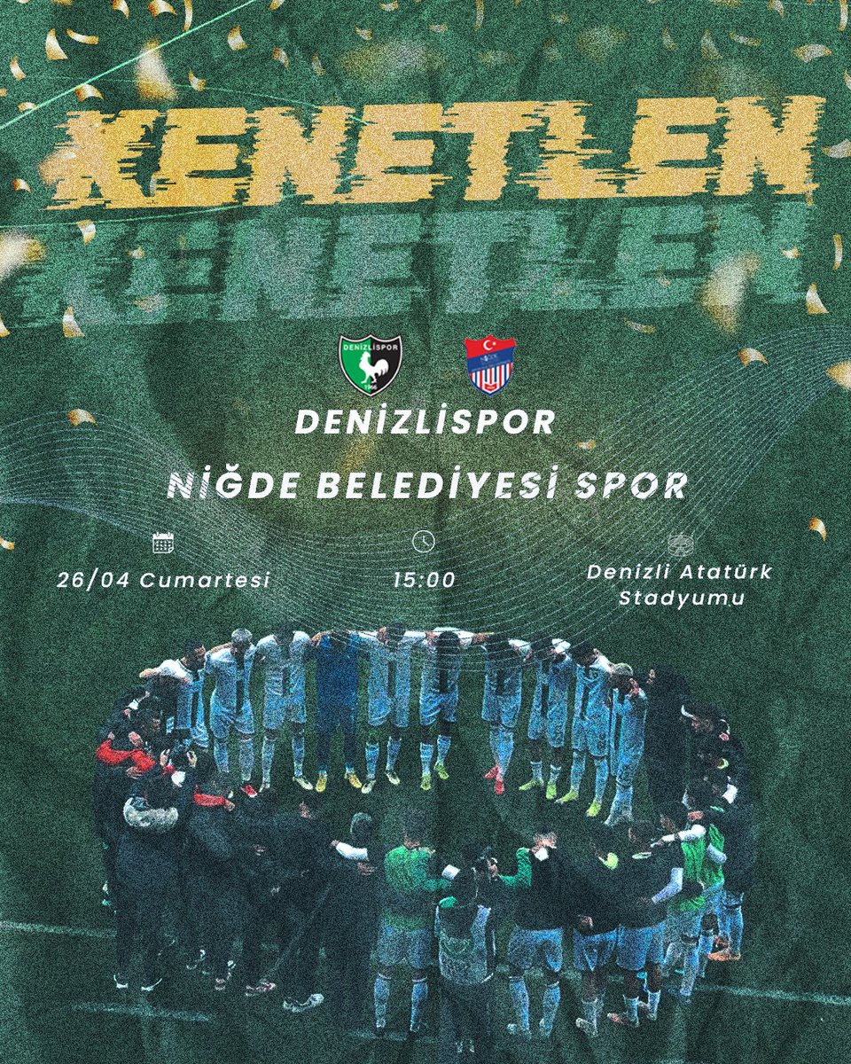 Bu arma için, bu şehir için, bu mücadele için biz buradayız!
Son düdüğe kadar inançla, son maça kadar omuz omuza.
Çünkü Denizlispor vazgeçmeyenlerin takımıdır.💚🖤

#Denizlispor