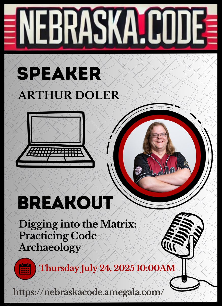 Amegala (@amegala) on Twitter photo @arthurdoler is 'Practicing Code Archeology' July 24th at Nebraska.Code().
nebraskacode.amegala.com
<a href="/aviture/">Aviture</a> #Matrix #CodeArcheology #Software #IT #TechnologyConference #Practicing <a href="/elevatorspaces/">Elevator | Co-Warehousing + Community</a> <a href="/OmahaMakerGroup/">Omaha Maker Group</a> <a href="/mbjpublications/">MBJ Publications</a> <a href="/Digonex/">Digonex</a> <a href="/dev_obsessed/">DevObsessed</a> <a href="/DecisionLogic/">Decision Logic</a> <a href="/essvote/">Election Systems & Software</a> @arthurdoler is 'Practicing Code Archeology' July 24th at Nebraska.Code().
nebraskacode.amegala.com
<a href="/aviture/">Aviture</a> #Matrix #CodeArcheology #Software #IT #TechnologyConference #Practicing <a href="/elevatorspaces/">Elevator | Co-Warehousing + Community</a> <a href="/OmahaMakerGroup/">Omaha Maker Group</a> <a href="/mbjpublications/">MBJ Publications</a> <a href="/Digonex/">Digonex</a> <a href="/dev_obsessed/">DevObsessed</a> <a href="/DecisionLogic/">Decision Logic</a> <a href="/essvote/">Election Systems & Software</a>