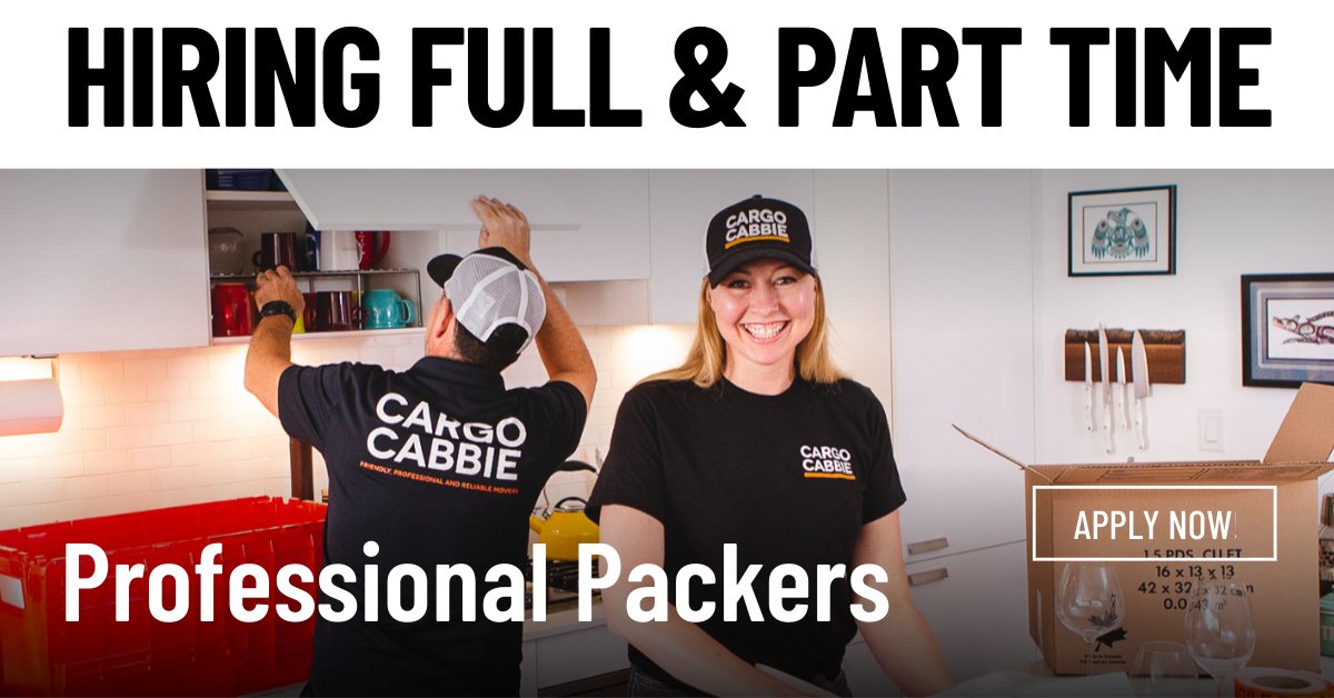 🚨 HIRING NOW: PROFESSIONAL PACKERS 
Join Toronto’s top-rated moving team!
We’re looking for part-time and full-time packers who are fast, detail oriented, and love keeping things organized.

📦 Competitive pay
💪 Great team vibe
📍 Work across the GTA
 
👉 careers@cargocabbie.ca