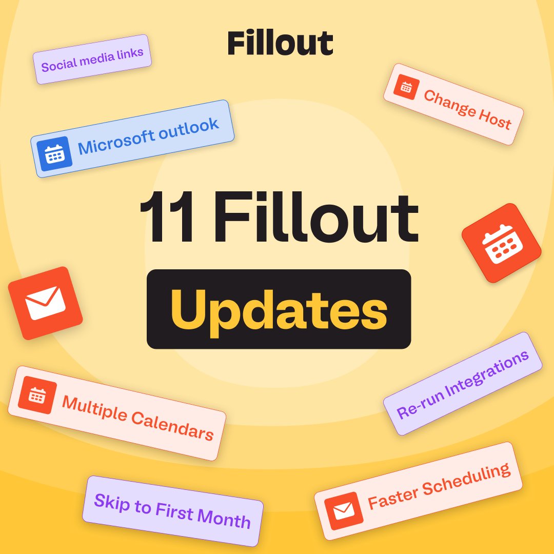 New in Fillout ✨

Someone asked me if we'd slow down after launching Zite. Nope—we're shipping faster than ever.

We just released some of our biggest updates of the year, now live in <a href="/filloutcom/">Fillout</a> 👇

⭐ Microsoft Outlook Scheduling integration (this is a big one)

📅 Auto-jump