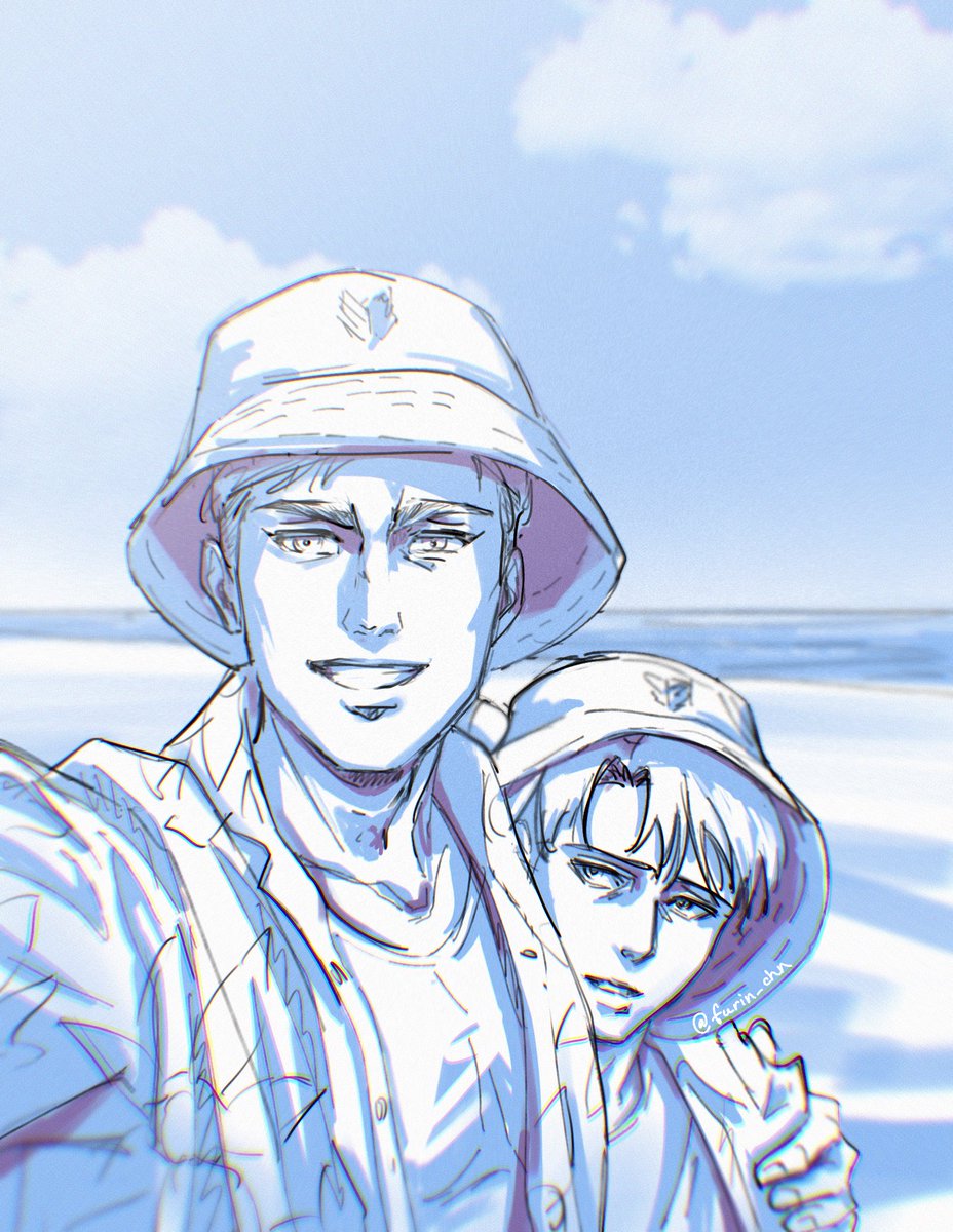 They went to the beach. They wore matching hats. They're in love.

And yeah, the hats were Erwin's idea

#eruri #進撃の巨人 #AttackOnTitan