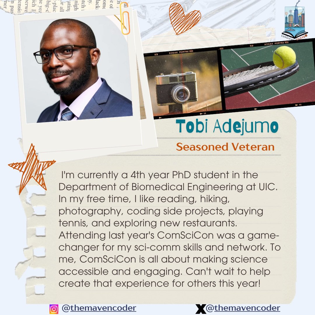 Meet the deal-closing dynamo, Tobi Adejumo — our seasoned veteran master of the reach out and smooth negotiations at ComSciCon Chicago!