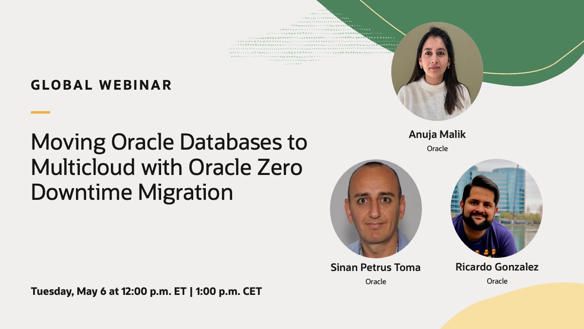 oracleugs's tweet image. Join Oracle experts on May 6 to see how @Oracle Zero Downtime Migration can simplify and automate your #multicloud journey. #databasemigration

social.ora.cl/60162Tw0q