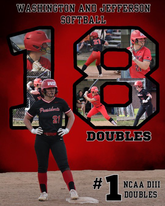Hannah Allen moved up the ranks to #1 in Division III for doubles this season with her 18th double against Allegheny! 

Hannah went 3 for 6 in yesterday’s double header, with a double, triple, and a home-run! 

Hannah currently ranks #2 for doubles per game with 18 doubles in 29