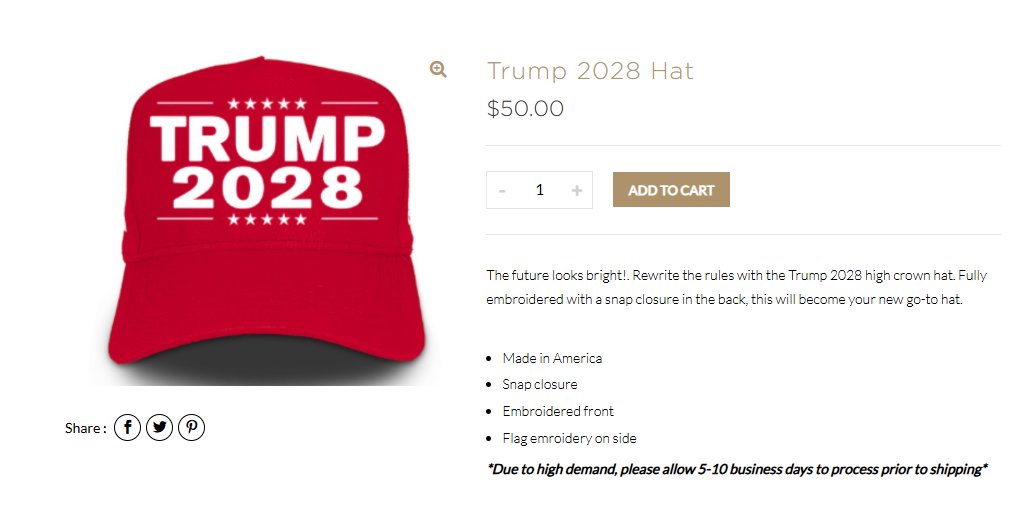 ⚫️"Il Negozio di Trump Lancia il Cappello 'Trump 2028': Una Visione Prematura?"