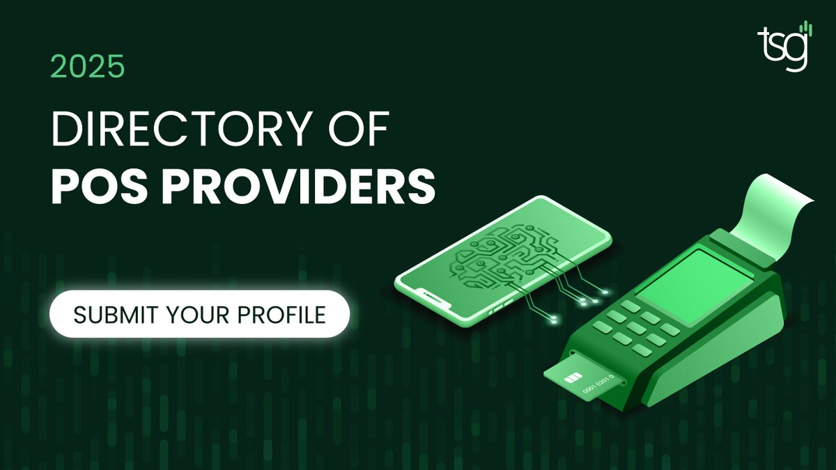 TSG (@tsgpayments) on Twitter photo The 2025 Directory of POS Providers is now open for submissions! 
Get visibility in the go-to guide for payments tech—used by payments executives, investors, and industry press. 
✅Free to participate 
✅Discounted insights 
✅High-growth recognition 
Submit now: The 2025 Directory of POS Providers is now open for submissions! 
Get visibility in the go-to guide for payments tech—used by payments executives, investors, and industry press. 
✅Free to participate 
✅Discounted insights 
✅High-growth recognition 
Submit now: