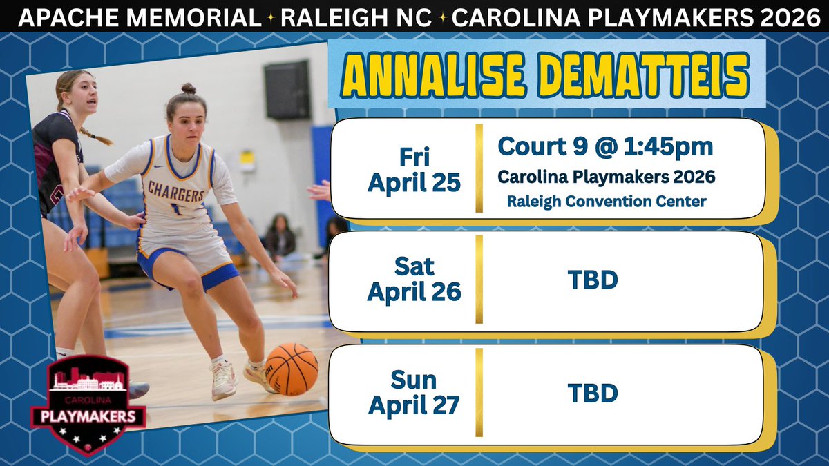 Brandon Pope (@coachbpope) on Twitter photo If you're looking for an all-around guard who is a great teammate with amazing work ethic, check out <a href="/AnnaliseDeM2026/">Annalise DeMatteis</a> with Carolina Playmakers 2026 in Raleigh, NC this weekend. If you're looking for an all-around guard who is a great teammate with amazing work ethic, check out <a href="/AnnaliseDeM2026/">Annalise DeMatteis</a> with Carolina Playmakers 2026 in Raleigh, NC this weekend.
