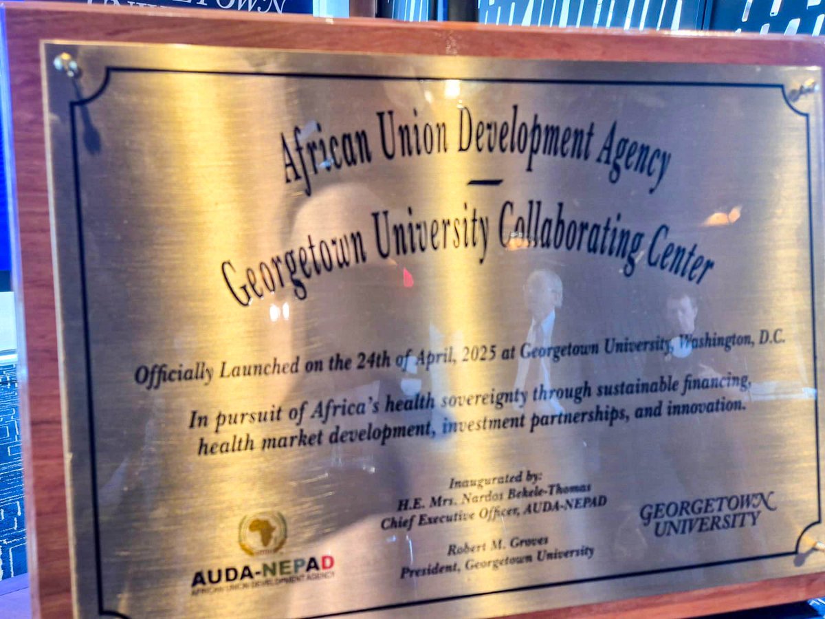 AUDA-NEPAD (@nepad_agency) on Twitter photo Inked & unveiled!
A milestone moment as we formalize our partnership with <a href="/Georgetown/">Georgetown University</a> — charting a bold path to transform Africa’s health markets from potential to power.
#HealthMarketsAfrica #Agenda2063 #AUDAatGeorgetown #PIFAH Inked & unveiled!
A milestone moment as we formalize our partnership with <a href="/Georgetown/">Georgetown University</a> — charting a bold path to transform Africa’s health markets from potential to power.
#HealthMarketsAfrica #Agenda2063 #AUDAatGeorgetown #PIFAH