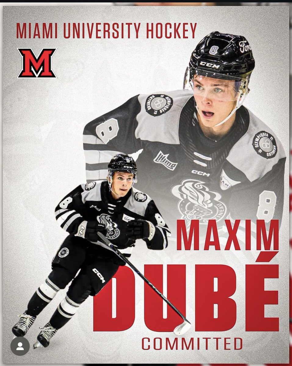 🚨BREAKING🚨: 4⭐️ 2008-born forward Maxim Dubé has committed to Miami Ohio University! He was a first round pick of the Gatineau Olympiques last year and put up 15 points in 56 games for the club this season.