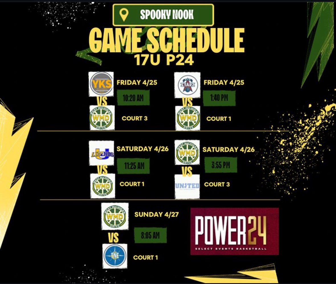 Here is my tournament schedule for this weekend, I’m ready to play!