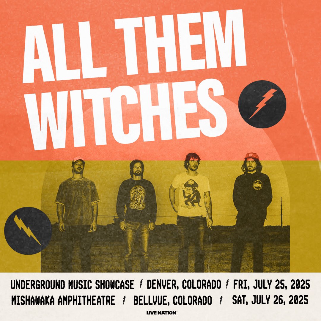 All Them Witches (@allthemwitches) on Twitter photo COLORADO - we’re heading your way this summer! Tickets for <a href="/TheUMS/">Underground Music Showcase</a> are on sale now, tickets for the Mishawaka Amphitheatre are on sale this Friday, April 25 at 10a local. Get yours at the link below. See you in July.
Tickets: allthemwitches.org/tour COLORADO - we’re heading your way this summer! Tickets for <a href="/TheUMS/">Underground Music Showcase</a> are on sale now, tickets for the Mishawaka Amphitheatre are on sale this Friday, April 25 at 10a local. Get yours at the link below. See you in July.
Tickets: allthemwitches.org/tour
