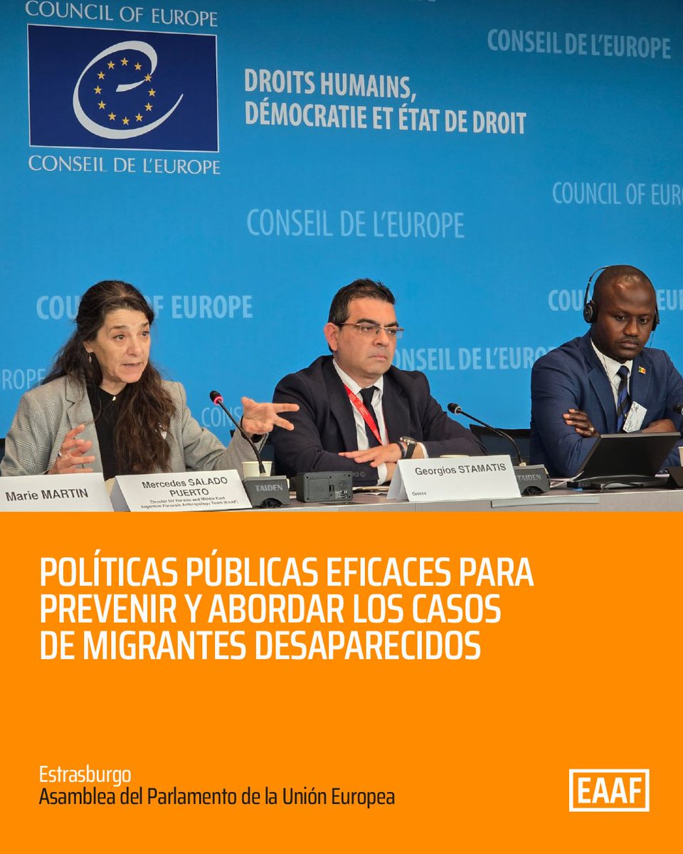 🇪🇺El @EAAFoficial participó como expositor en una mesa de especialistas de la Conferencia Parlamentaria “Políticas públicas eficaces para prevenir y abordar los casos de migrantes desaparecidos”, organizada por el Consejo Parlamentario de Europa en Estrasburgo. #migrantes